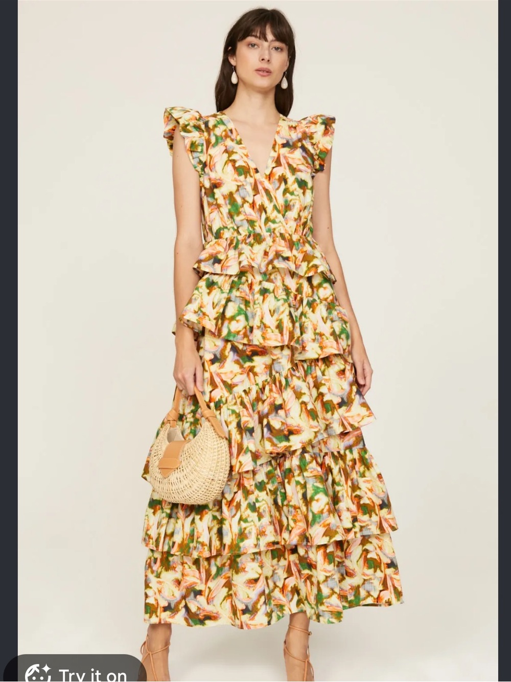 Marie Oliver Marisol Tiered Dress in Yellow, size 8